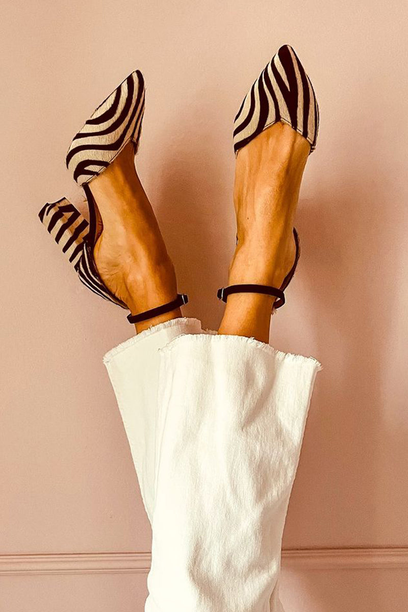 Mika™ | Mid-Heel Zebra Print Strap Sandals