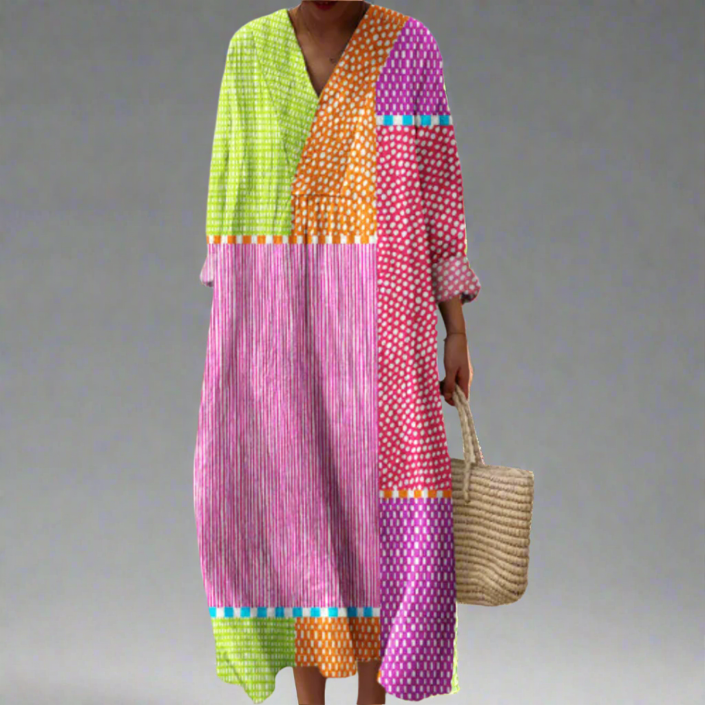 Luna™ | Patchwork Polka Maxi Dress