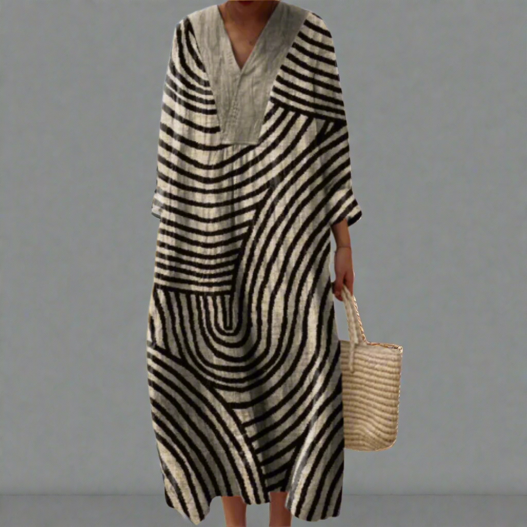 Giaka™ | Monochrome Maze Flow Dress