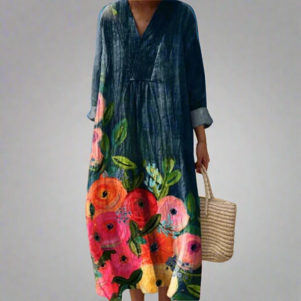 Paula™ | Watercolor Floral Cotton Maxi Dress