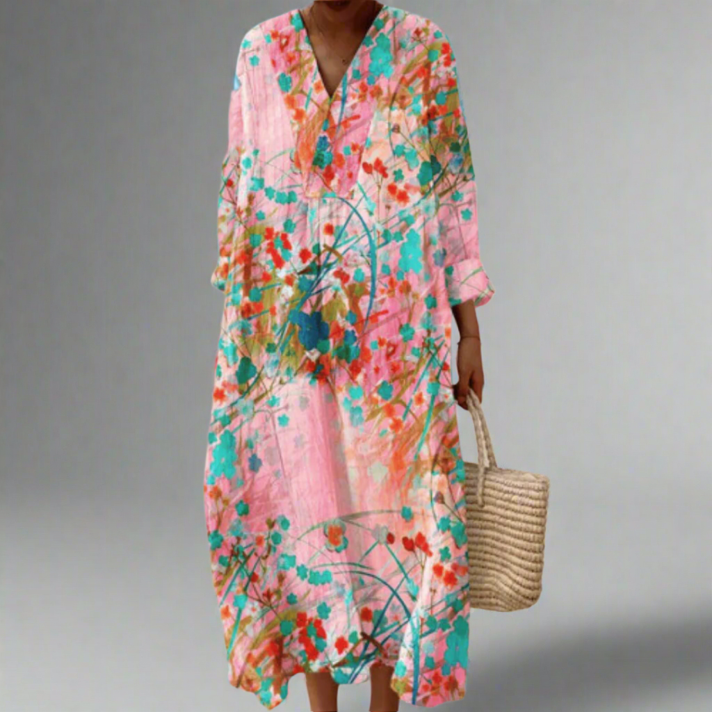 Lena™ | Soft Blush Floral Flow Dress