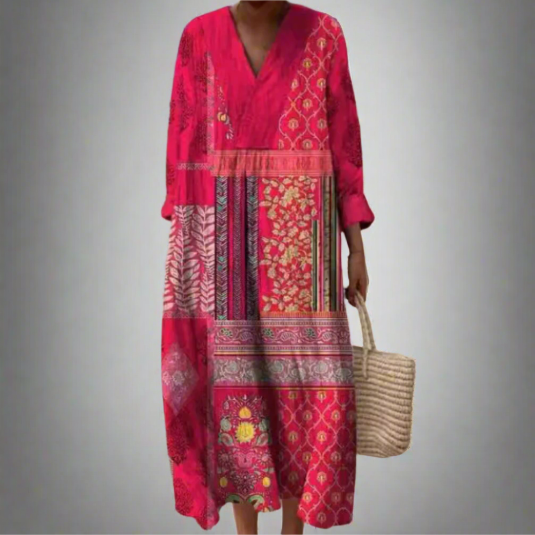 Marianne™ | Boho Patchwork Longline Midi Dress