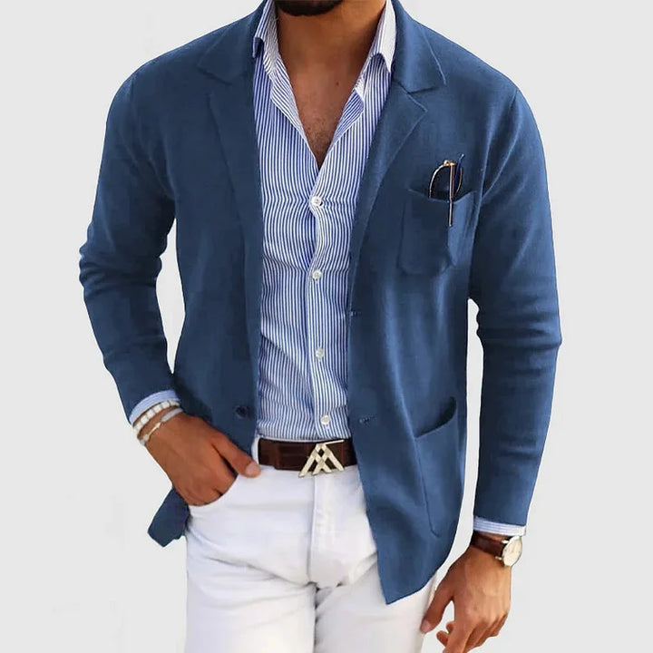 Brayden – Men’s Modern Knit Blazer Blue
