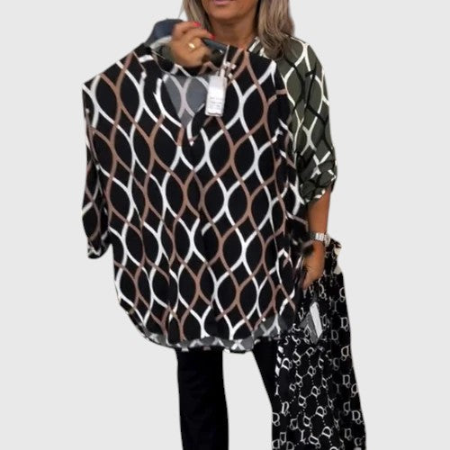 LORI™ | GEOMETRIC LONG SLEEVE BLOUSE FOR ELEGANT EVERYDAY STYLE