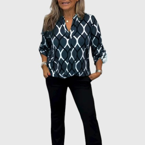 LORI™ | GEOMETRIC LONG SLEEVE BLOUSE FOR ELEGANT EVERYDAY STYLE
