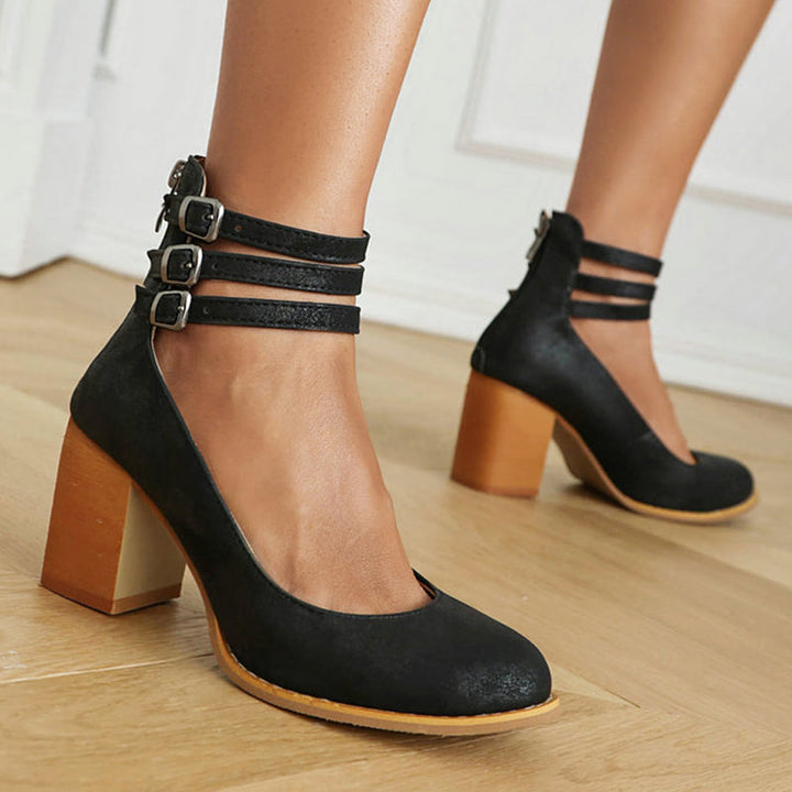 Monaco™ | Smooth Ankle-Strap Sandals with Chunky Heel