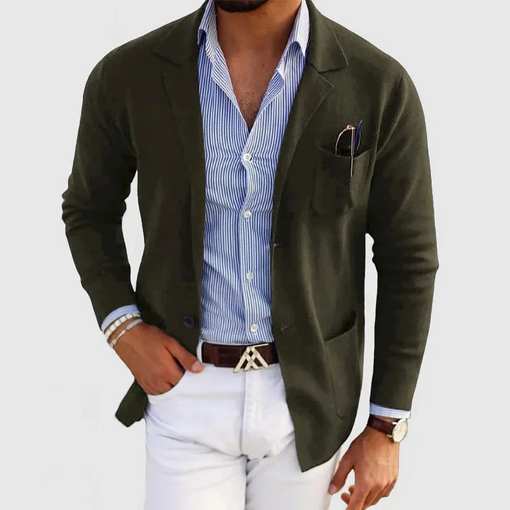 Brayden – Men’s Modern Knit Blazer Dark Green