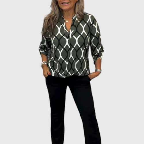 LORI™ | GEOMETRIC LONG SLEEVE BLOUSE FOR ELEGANT EVERYDAY STYLE