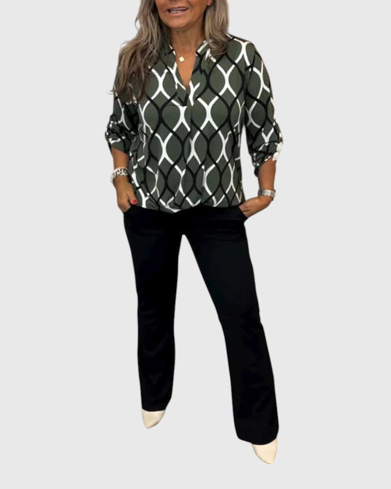 LORI™ | GEOMETRIC LONG SLEEVE BLOUSE FOR ELEGANT EVERYDAY STYLE
