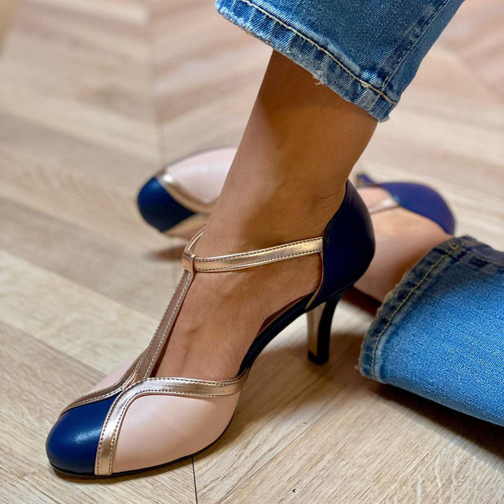Lianna™ | Colorful & Comfortable Round-Toe T-Strap Pumps