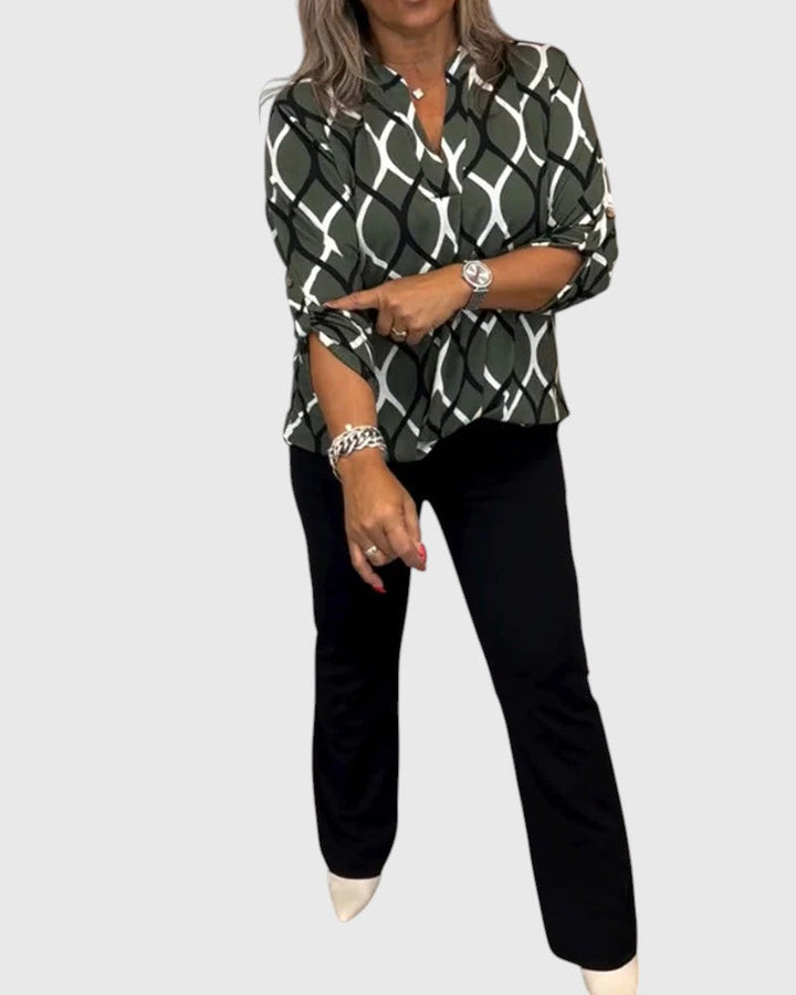 LORI™ | GEOMETRIC LONG SLEEVE BLOUSE FOR ELEGANT EVERYDAY STYLE