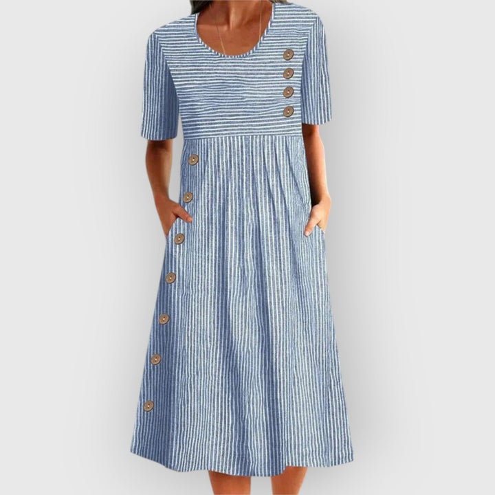 ALISE™ | STRIPED COTTON MIDI DRESS