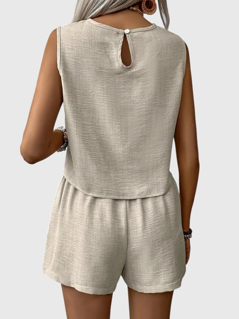 Janela™ | Sleeveless Button-Up Set