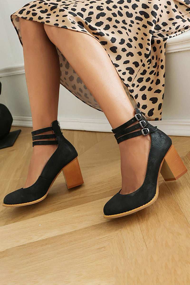 Monaco™ | Smooth Ankle-Strap Sandals with Chunky Heel