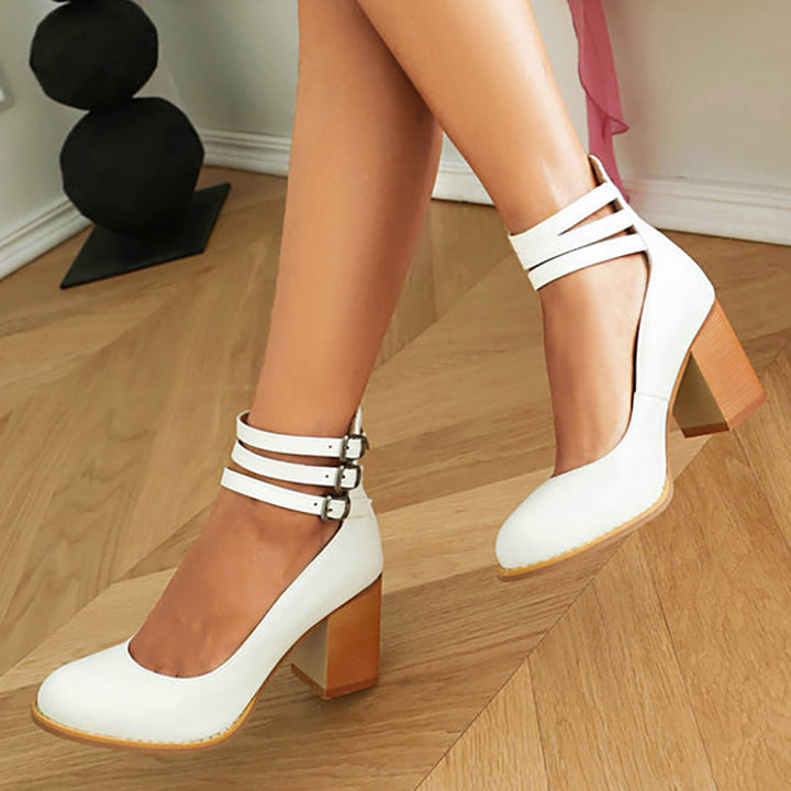 Monaco™ | Smooth Ankle-Strap Sandals with Chunky Heel