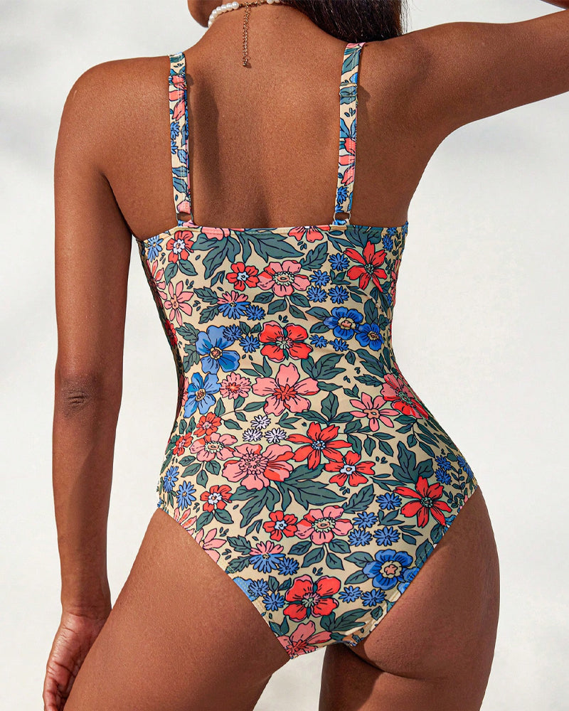Floral halterneck swimsuit