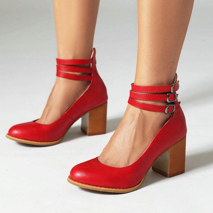 Monaco™ | Smooth Ankle-Strap Sandals with Chunky Heel