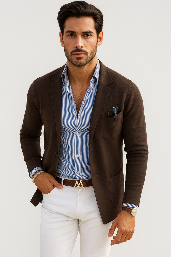 Brayden – Men’s Modern Knit Blazer Brown