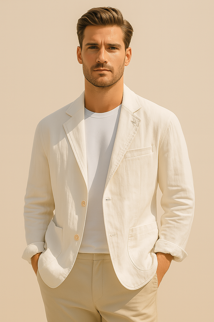 Iván - CoastLine Linen Blend Blazer Creme White