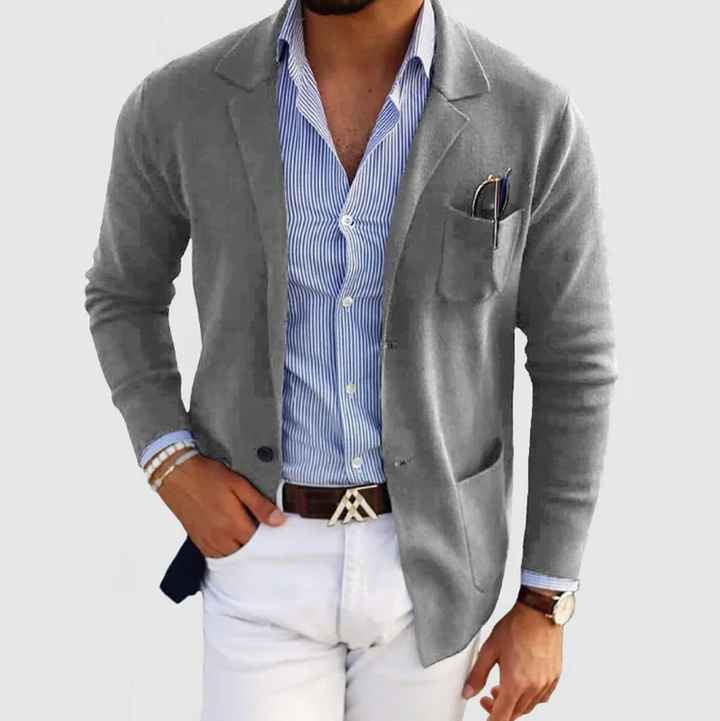 Brayden – Men’s Modern Knit Blazer Light Grey