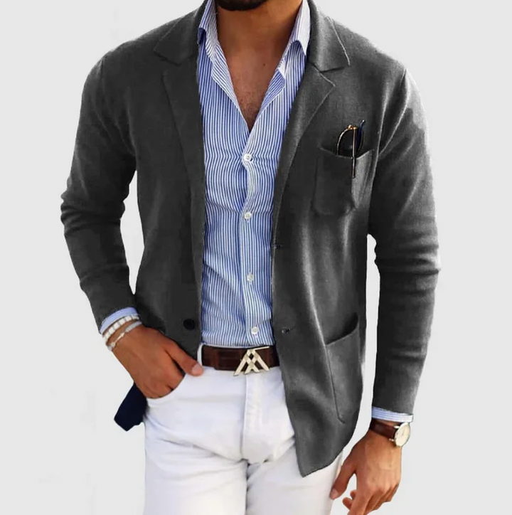 Brayden – Men’s Modern Knit Blazer Dark Grey