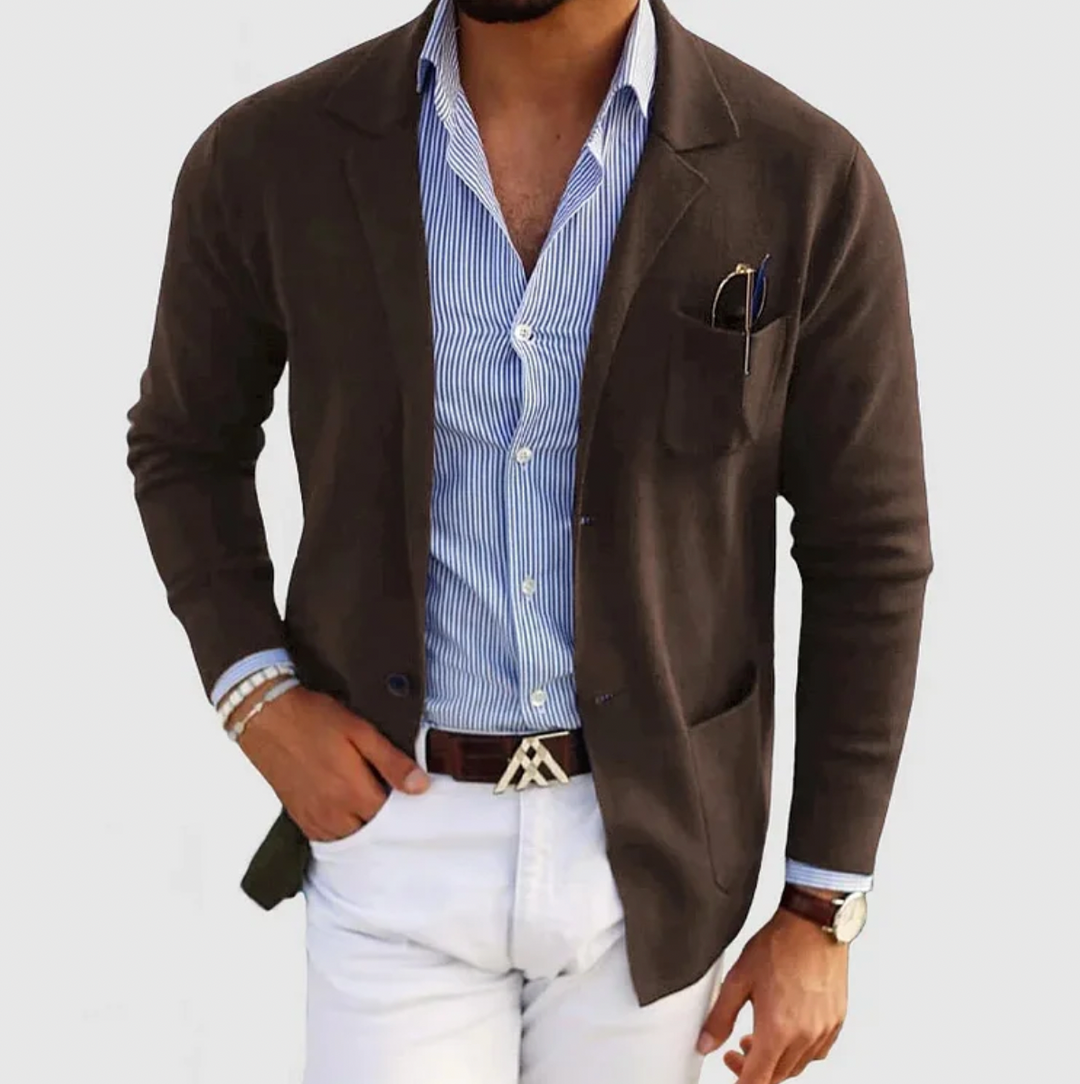Brayden – Men’s Modern Knit Blazer Brown