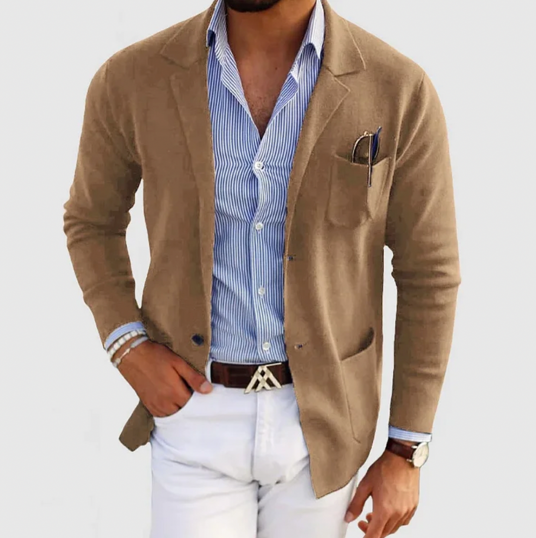 Brayden – Men’s Modern Knit Blazer Beige