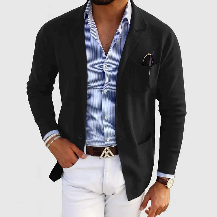 Brayden – Men’s Modern Knit Blazer Black