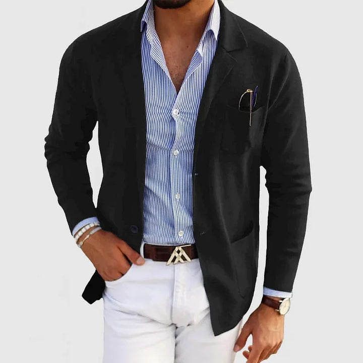 Brayden – Men’s Modern Knit Blazer Black