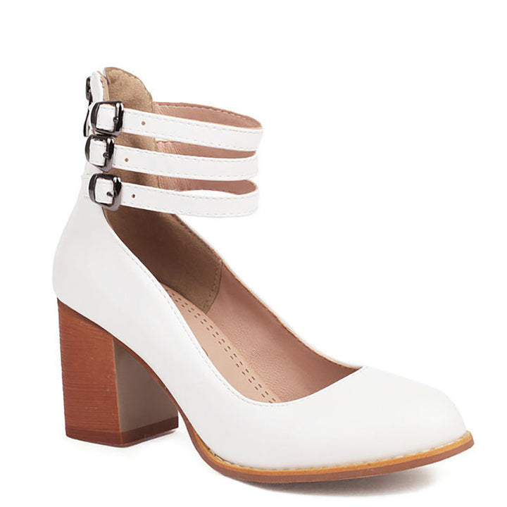 Monaco™ | Smooth Ankle-Strap Sandals with Chunky Heel