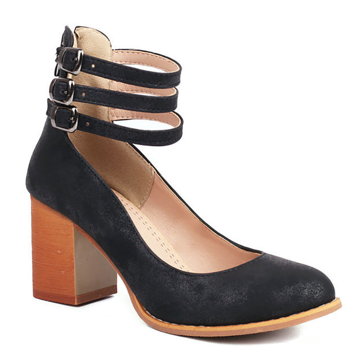 Monaco™ | Smooth Ankle-Strap Sandals with Chunky Heel