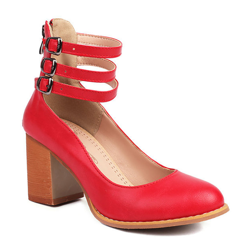 Monaco™ | Smooth Ankle-Strap Sandals with Chunky Heel