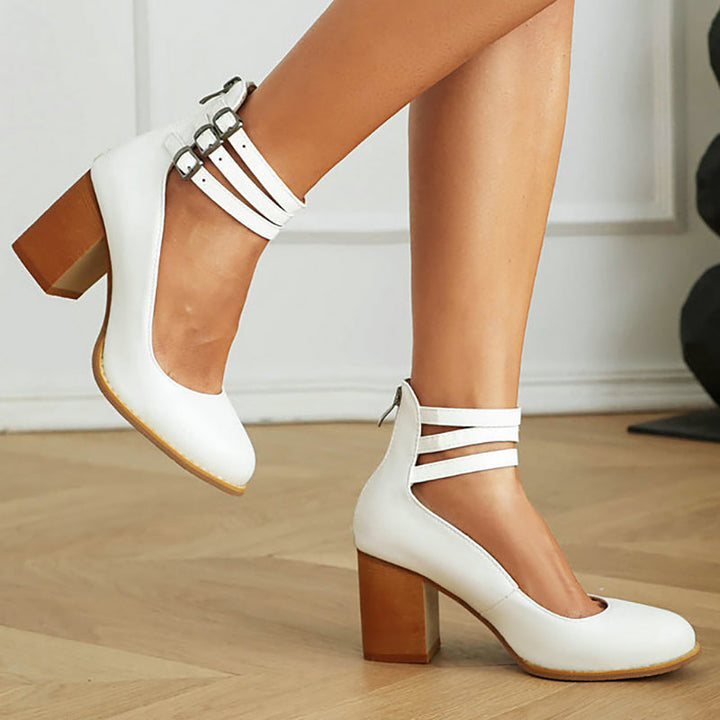 Monaco™ | Smooth Ankle-Strap Sandals with Chunky Heel