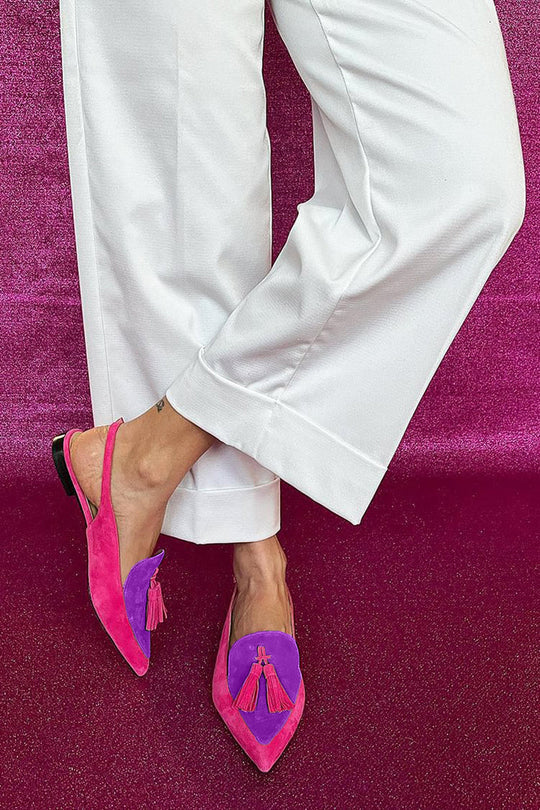 Rosalina™ | Colorful Fringe Flats with Decorative Ankle Strap