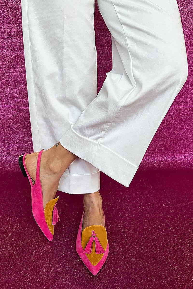 Rosalina™ | Colorful Fringe Flats with Decorative Ankle Strap